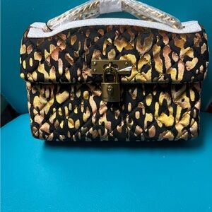 Kurt Geiger Leopard Print Crossbody Bag with Gold Lock